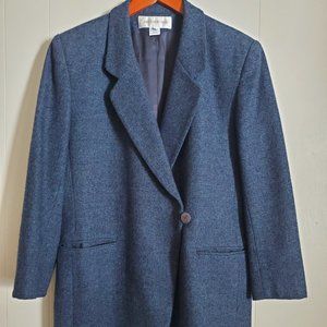 Vintage JONES NY Ladies Blue Wool Blazer size 10